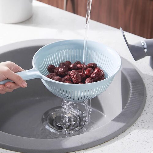 长手柄沥水篮塑料淘米盆