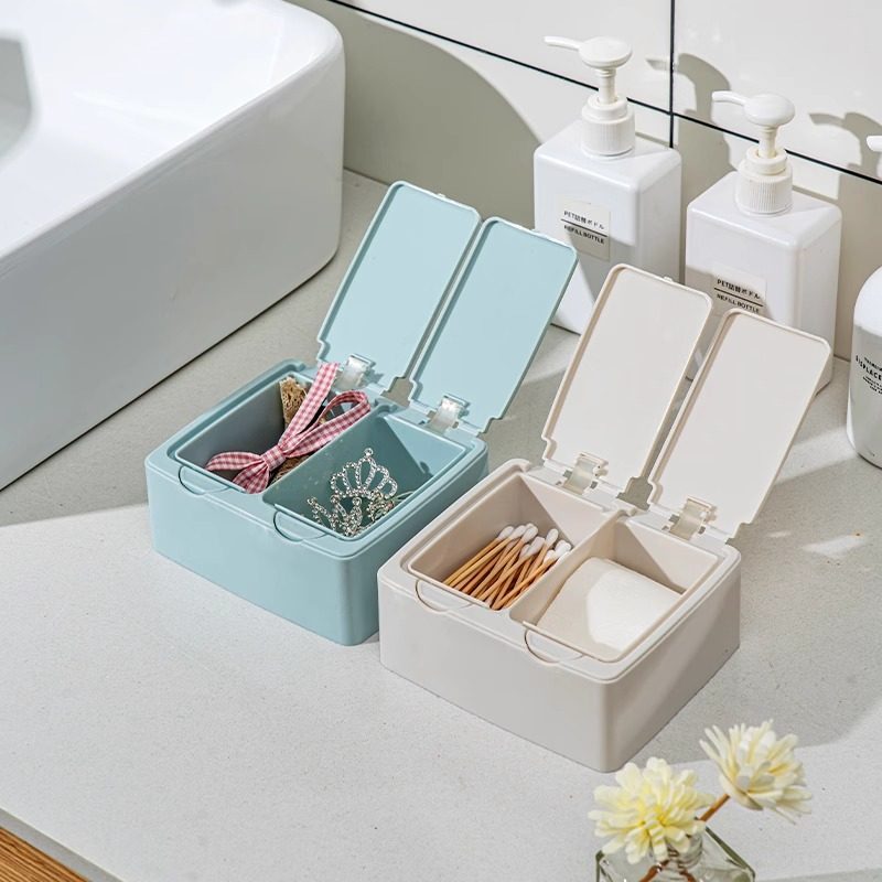 防尘棉签收纳盒抽屉桌面杂物小盒子学生双格化妆棉盒牙签储物盒子,收纳整理,牙签盒,淘宝优惠券,粉丝福利购,淘宝优惠卷