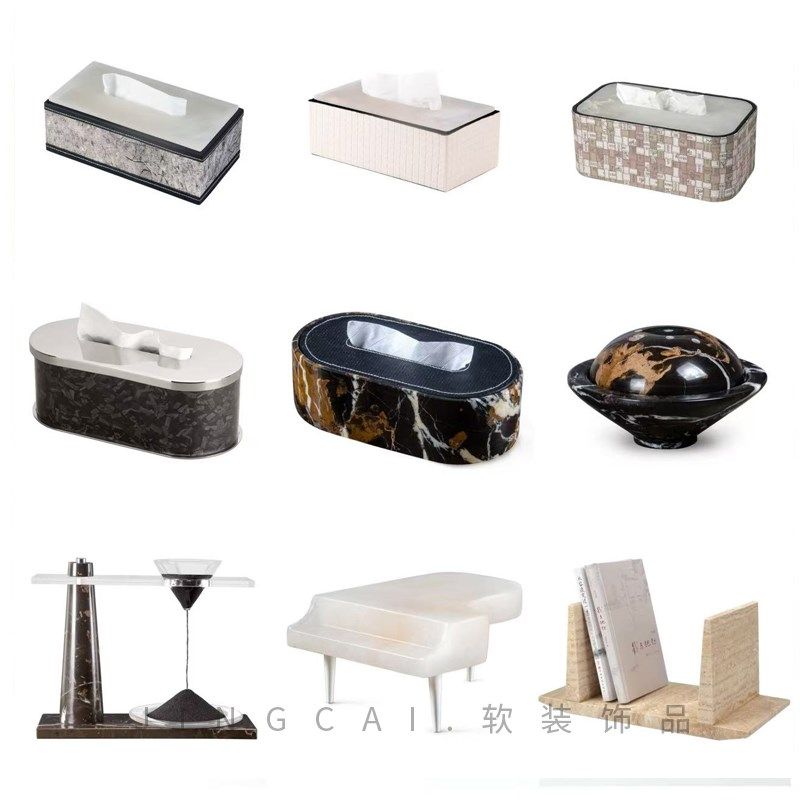 轻奢现代抽纸盒茶几样板间软装天然大理石客M桌面收纳盒床头柜首,家居饰品,桌面摆件,淘宝优惠券,粉丝福利购,淘宝优惠卷