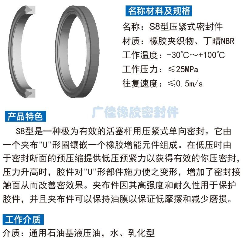 压缩橡胶a夹布油封S8 254 290 300*274 320 330*14.1 16.9 22.5 1