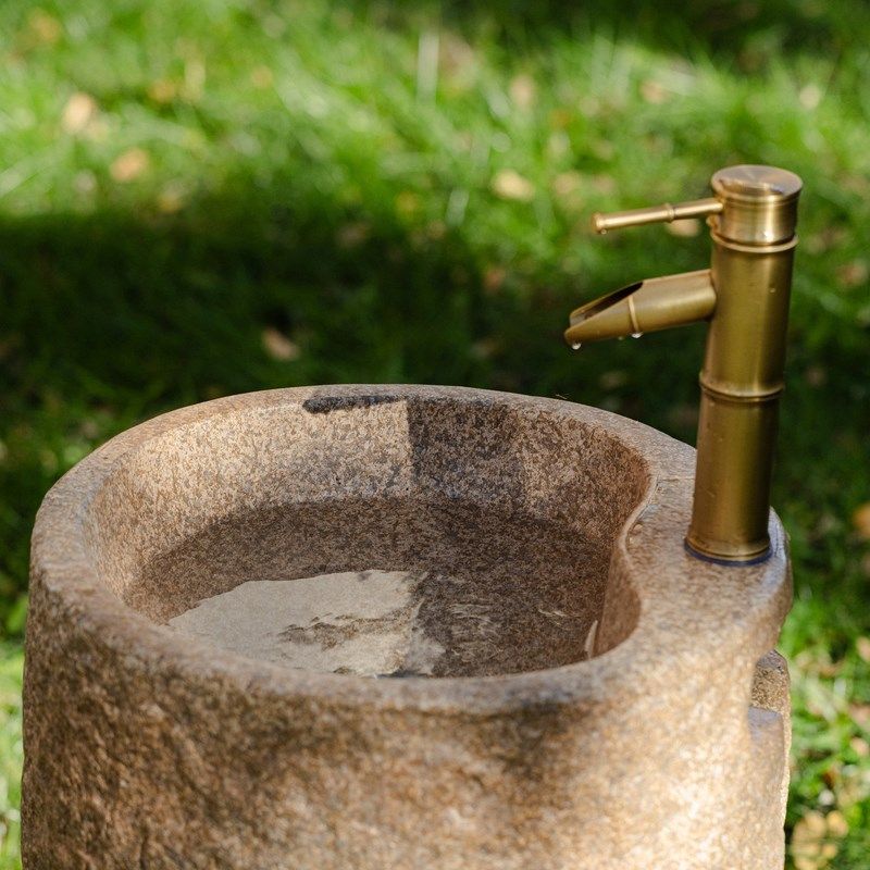 新中式洗手盆户外一n体石头洗菜盆庭院户外自建房别墅立柱圆形水,家居饰品,落地摆件,淘宝优惠券,粉丝福利购,淘宝优惠卷