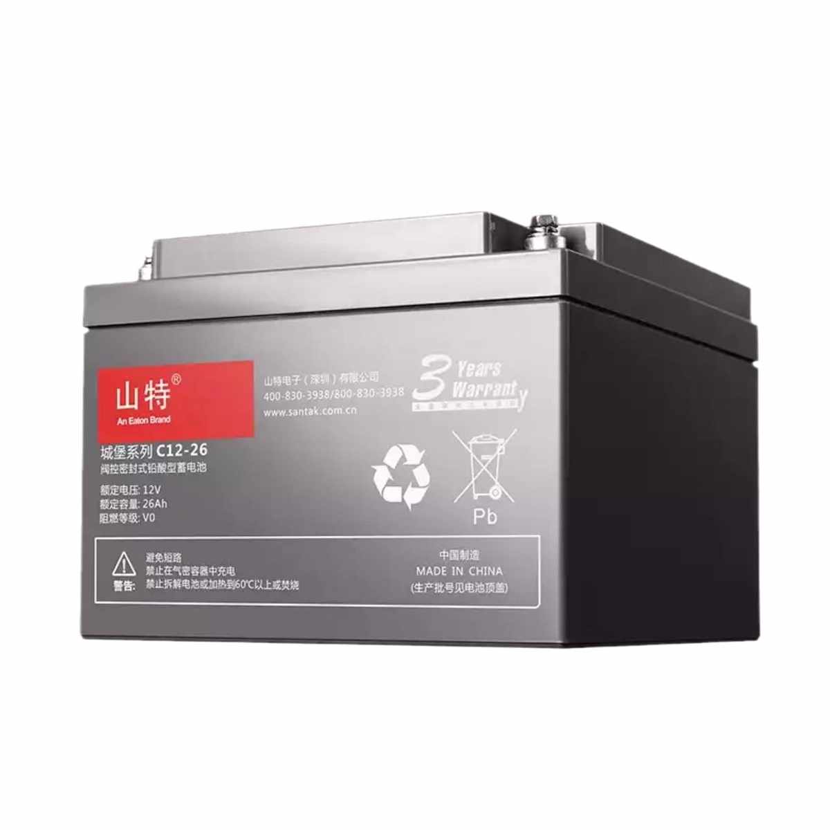 山特蓄电池12V26AH 免w维护蓄电池UPS/EPS/直流屏应急电源