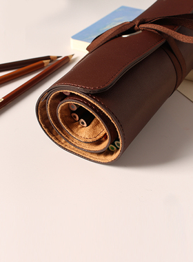 皮质彩绘a铅笔防震收纳笔帘24/36/48/72支彩铅笔Z帘笔卷笔袋