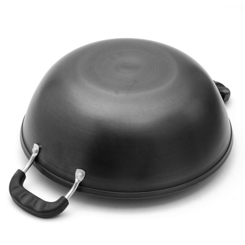 大铁锅纯生铁锅双耳锅铸铁锅平y底炒锅无涂层不粘锅电磁炉炒菜锅