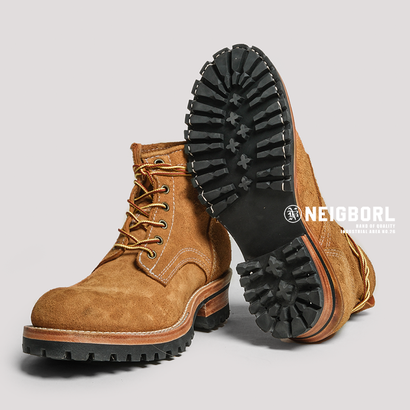 【大镖客】NEIGBORL钊叔制手工固特异头层牛皮反绒高帮工装大黄靴