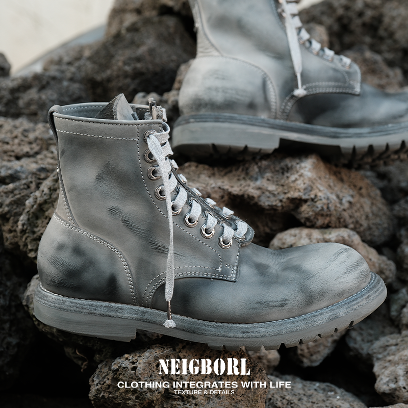 【十字架】NEIGBORL钊叔制潮流水洗真皮大底高帮油蜡百搭牛皮靴,流行男鞋,马丁靴,淘宝优惠券,粉丝福利购,淘宝优惠卷