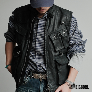 【暴徒】NEIGBORL钊叔制美式潮流油蜡涂层多口袋猎装战术休闲马甲