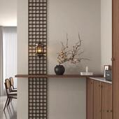 宋氏美学入户玄关实木格子花窗海棠花小轩窗新中式 背景墙装 饰格栅