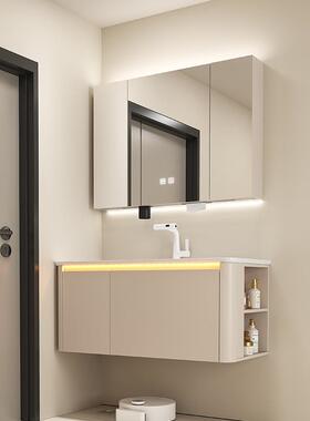 GZZ浴室柜 H7奶油风组合一体陶瓷盆镜柜侧柜卫生间洗脸盆洗漱台