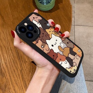 6女xs男xr防摔se 卡通猫咪适用苹果15手机壳iPhone14ProMax小羊皮8软壳13plus超薄12Mini网红11Pro保护套7新款