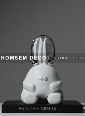 简约现代卡通兔雕塑摆件样板间售楼处儿童房桌面摆V放艺术软装饰