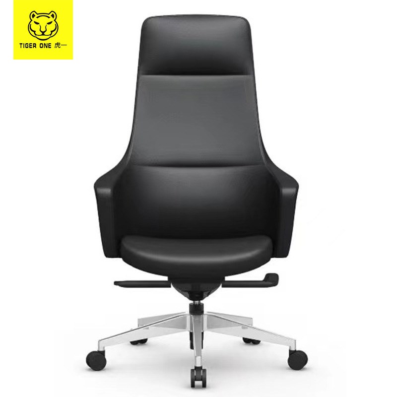 虎一办公家具人体工学黑色v西老板椅子电脑椅会议椅经理办公椅