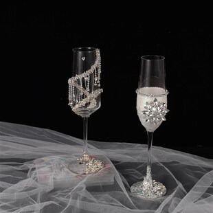 婚礼新人a敬酒杯结婚一对diy材料包高脚杯订婚礼物香槟杯简约高级