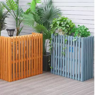 INJA防腐木空調(diào)外機(jī)花架室外陽(yáng)臺(tái)置物架裝飾戶外空調(diào)主機(jī)實(shí)木質(zhì)59
