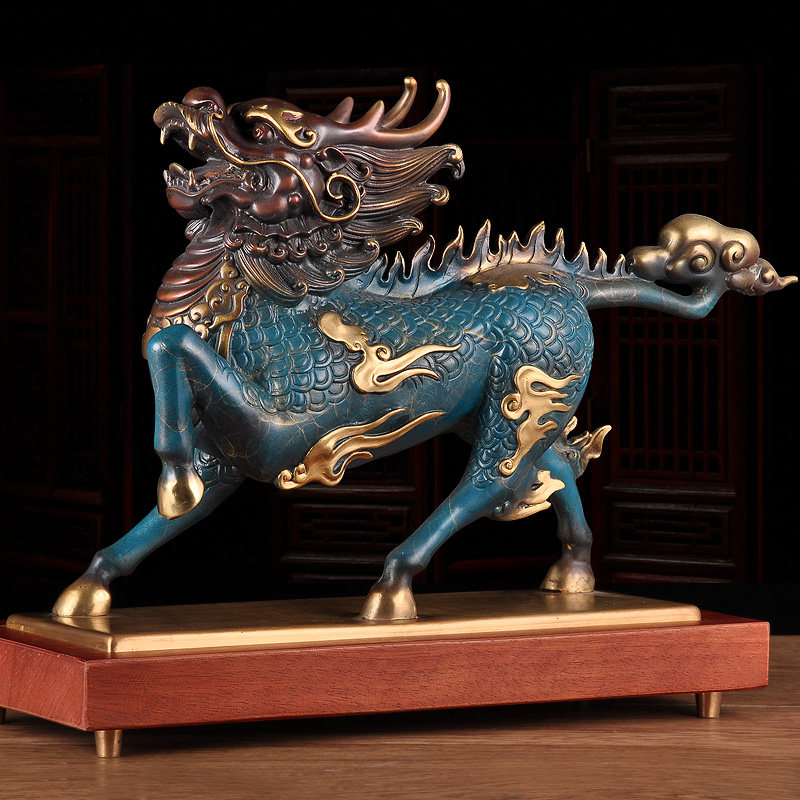 大号铜麒麟摆件一对纯铜招财w家居摆设客厅玄关酒柜办公室桌装饰,家居饰品,装饰摆件,淘宝优惠券,粉丝福利购,淘宝优惠卷