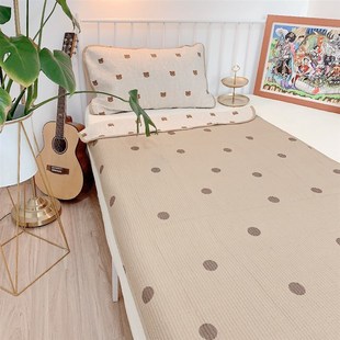韩国宿舍床盖g学生儿童双面两用B床垫纯棉铺盖上下铺绗缝夹棉床单