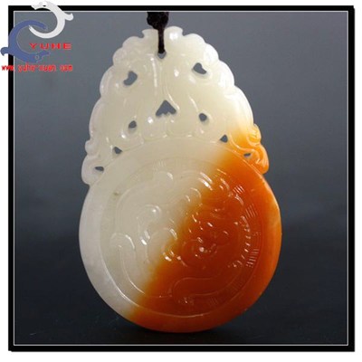 寿山石手件 国石真品 芙蓉冻石 螭龙手牌J 挂牌吊坠【裕和轩】E7