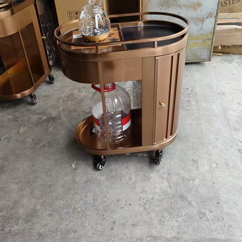 商用酒精炉茶车餐车不锈钢移x动茶水柜酒水车酒店茶楼茶水车大理