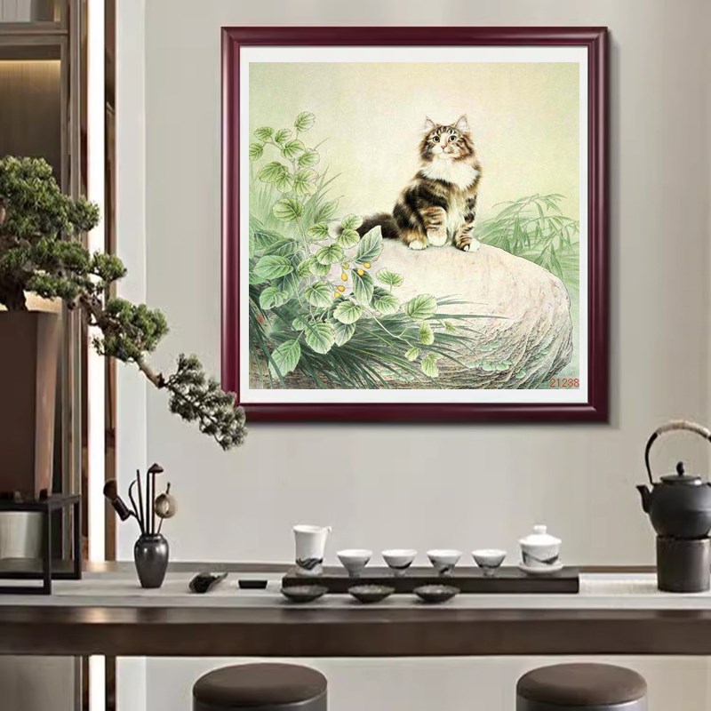 非遗苏绣初学DIY套件 猫 客厅卧室餐厅J走廊过道 手工刺绣装饰画图片