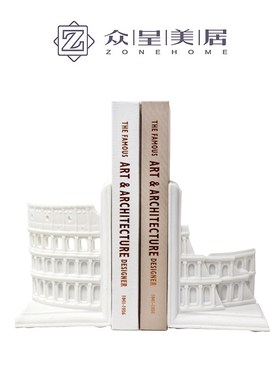 现代简约北欧摆件书靠书房书w桌书架书立办公室装饰品创意书档摆