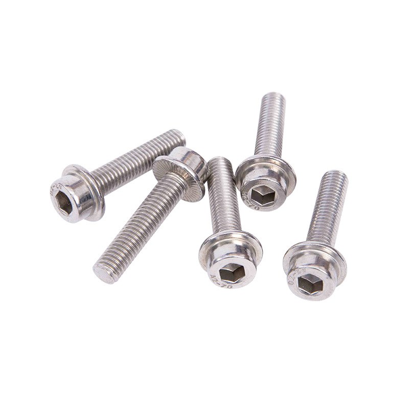304不锈钢内六角圆柱头o法兰面带齿螺钉M5M6M8M10M12*8-60法兰面