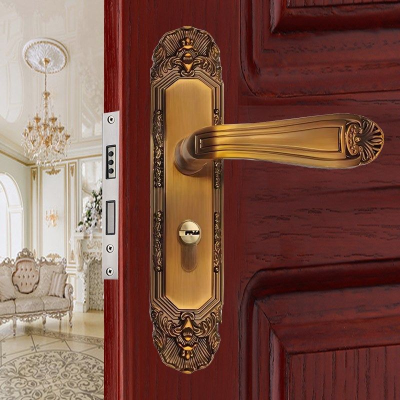 永佳福新款锌合j金锁卧室房间门锁具家用欧式黄古铜磁吸静音门锁,基础建材,机械门锁,淘宝优惠券,粉丝福利购,淘宝优惠卷