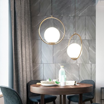 Nordic single-head glass bedside pendant lamp simple Ymodern