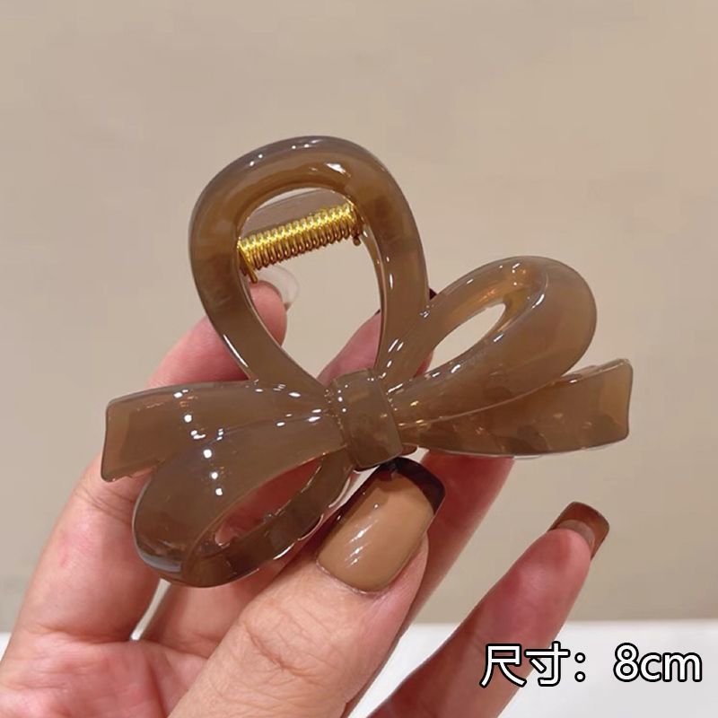 巧克力中号蝴蝶结鲨鱼夹新款简约气质发量少女士抓夹