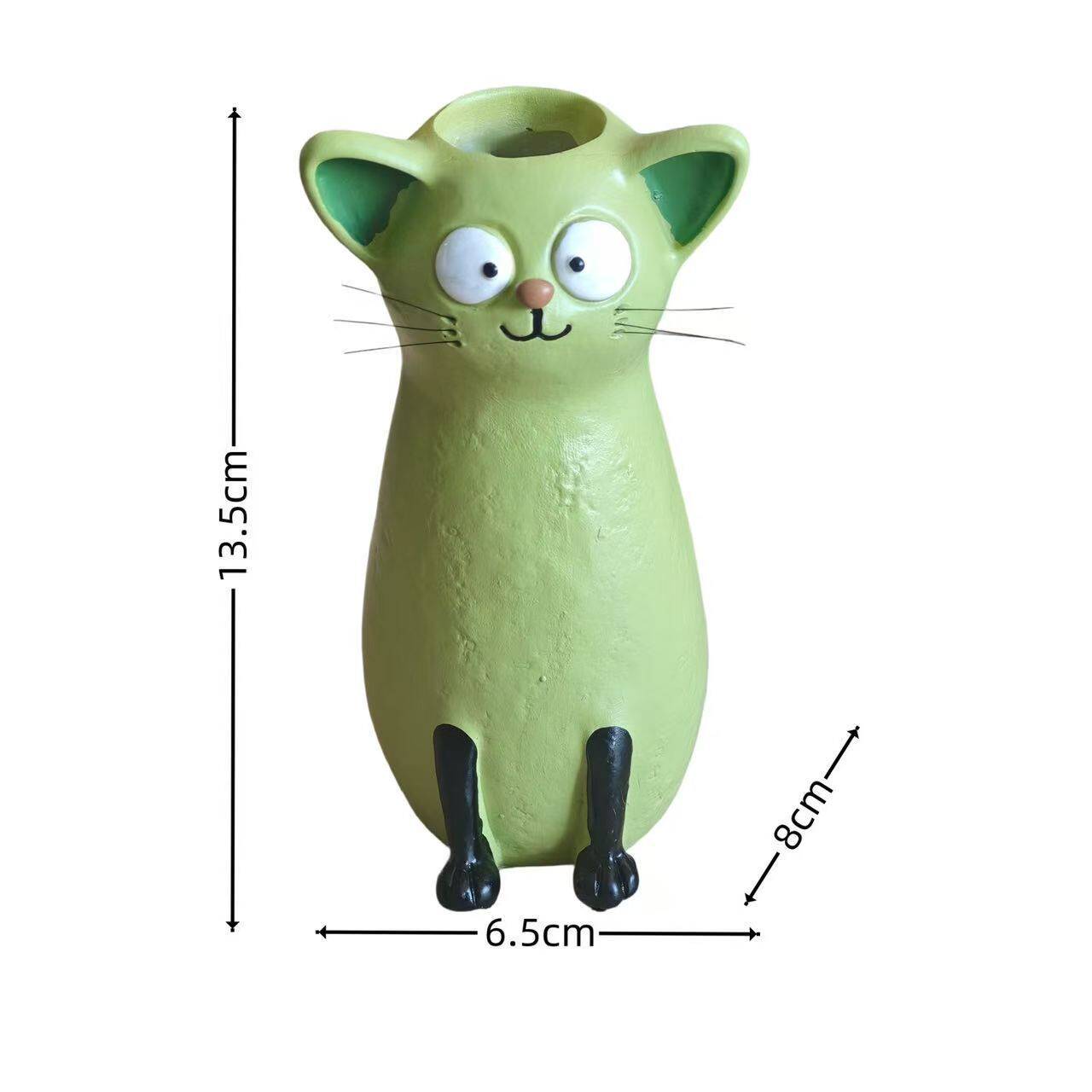 猫咪干花插花瓶创意摆件可爱卡通家居桌面插花神器