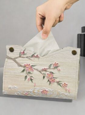 轻奢风桌面客厅餐厅卫生间油画创意抽纸盒家用纸巾盒