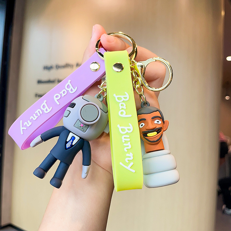 网红马桶人和监控人钥匙扣挂件书包吊坠电视音响泰坦人手办公仔