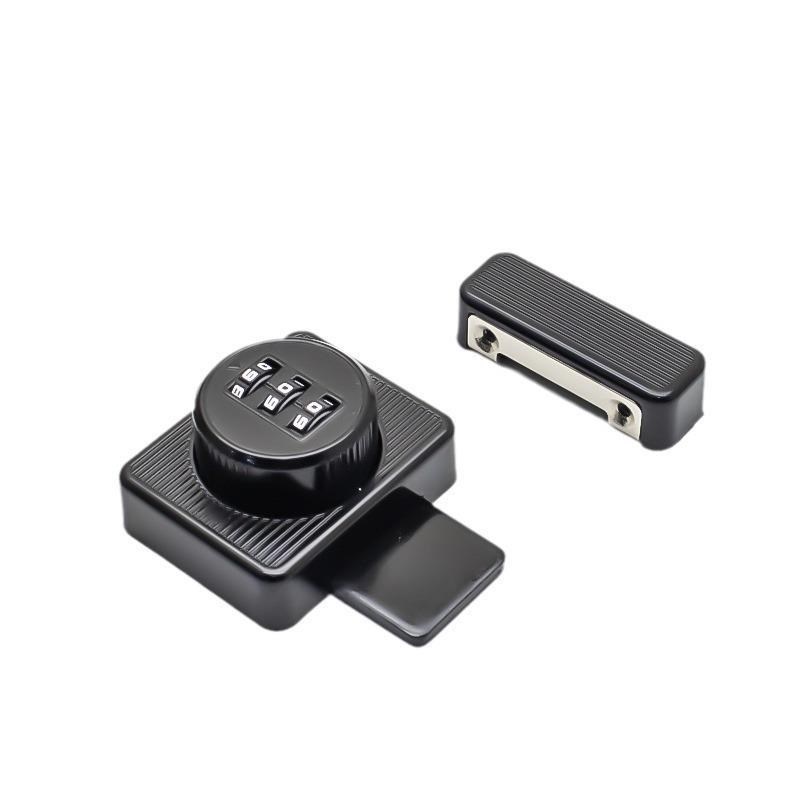 抽屉免打孔柜门通用推拉移门鞋柜玻璃密码锁扣储S物衣柜子插销防