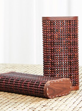 印度小叶紫檀麻将块枕头红木床上用品送礼收藏实U木透气珠枕木枕