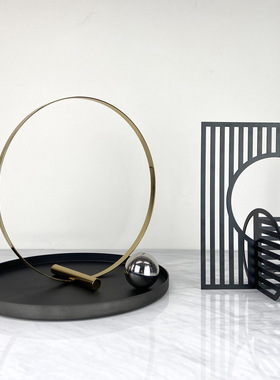 简约现代轻奢几何k圆环屏风摆件样板间售楼处客厅玄关室内软装饰