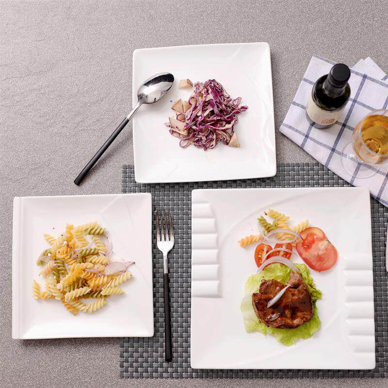 西餐盘lbk子心牛排创意纯白盘子点平盘方盘菜盘陶瓷 餐盘具鱼盘碟