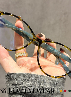 日本品质新款玳瑁色眼镜框复古猫眼女高级感素颜显瘦防蓝光平光镜