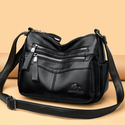 蓝之馨袋鼠多层女包包2025新款软皮斜挎包大容量女士妈妈包单肩包