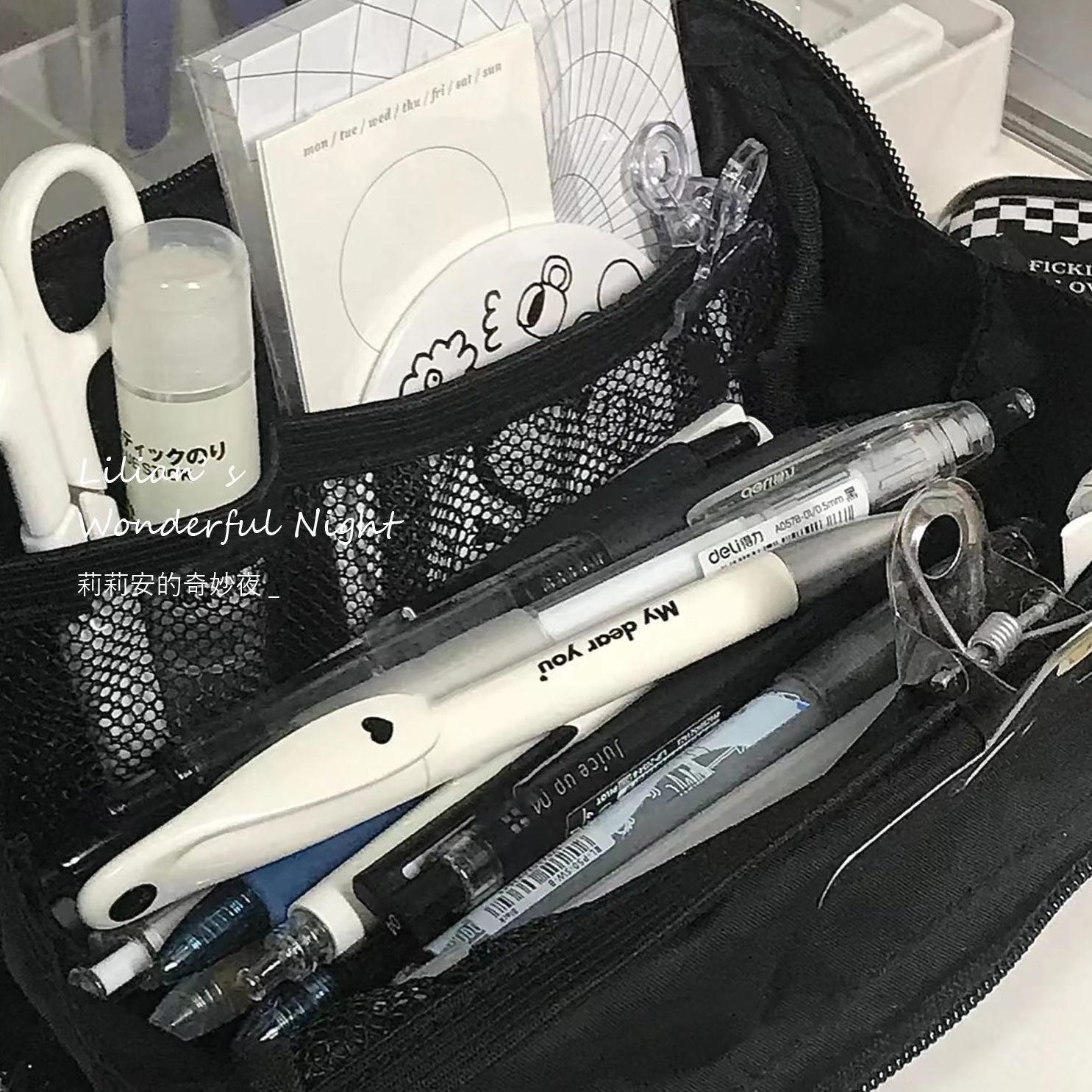 耐脏便携莉莉大容量简约ins安学生尼龙I文具盒小众高纯色颜值笔袋