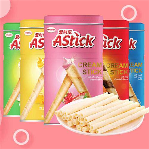 Astick爱时乐巧克力味夹心棒注心威化饼干330g铁罐装喜糖喜饼包邮