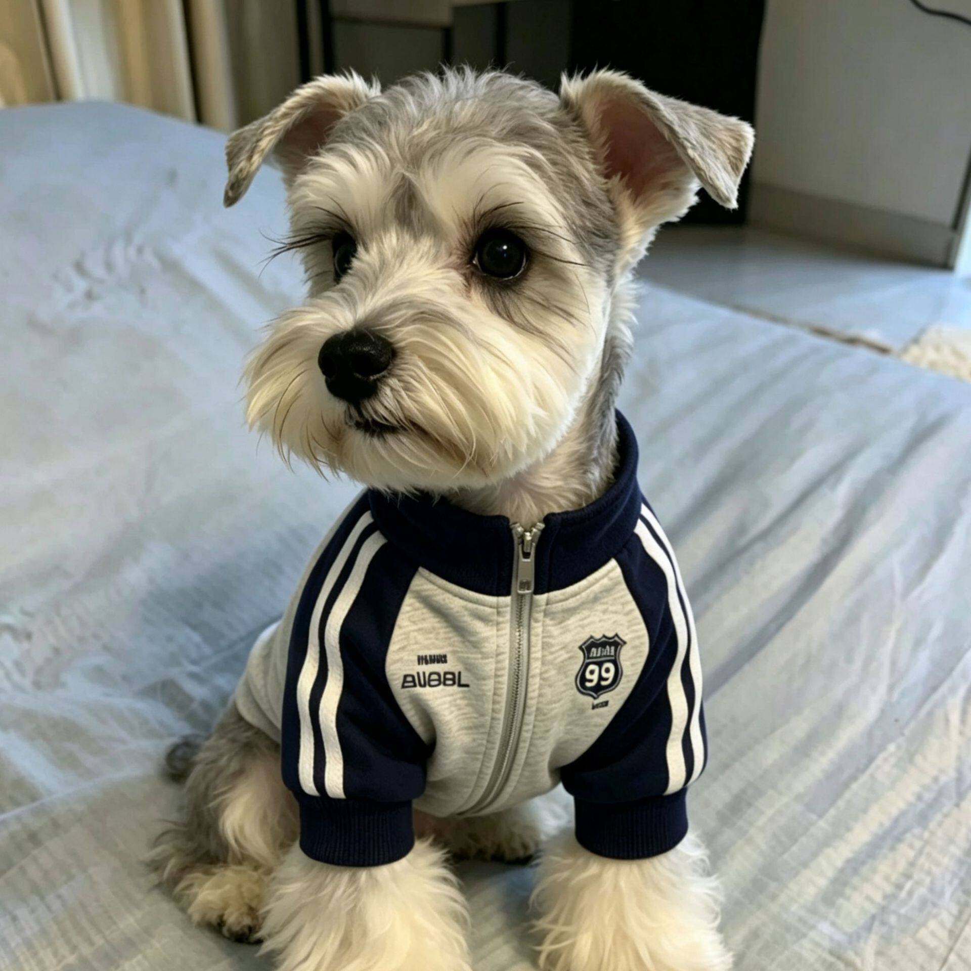 宠物狗狗立领拉链条纹外套雪纳瑞博美小型马尔泰幼犬开衫保暖服装