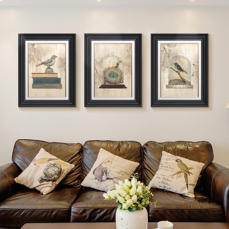 复古美式鸟客f厅沙发背景墙画壁画挂画现代餐厅三联卧室有框装网,家居饰品,现代装饰画,淘宝优惠券,粉丝福利购,淘宝优惠卷