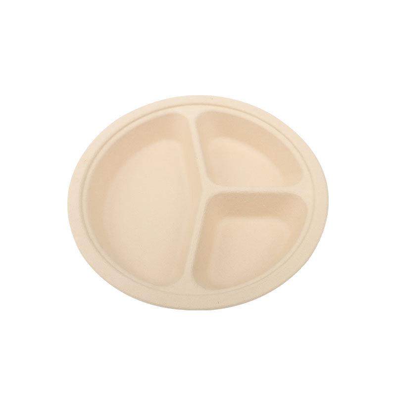 竹浆圆形三格打h包盒一次性纸浆降解环保餐盒便当多格分格带盖纸,餐饮具,一次性餐盒,淘宝优惠券,粉丝福利购,淘宝优惠卷