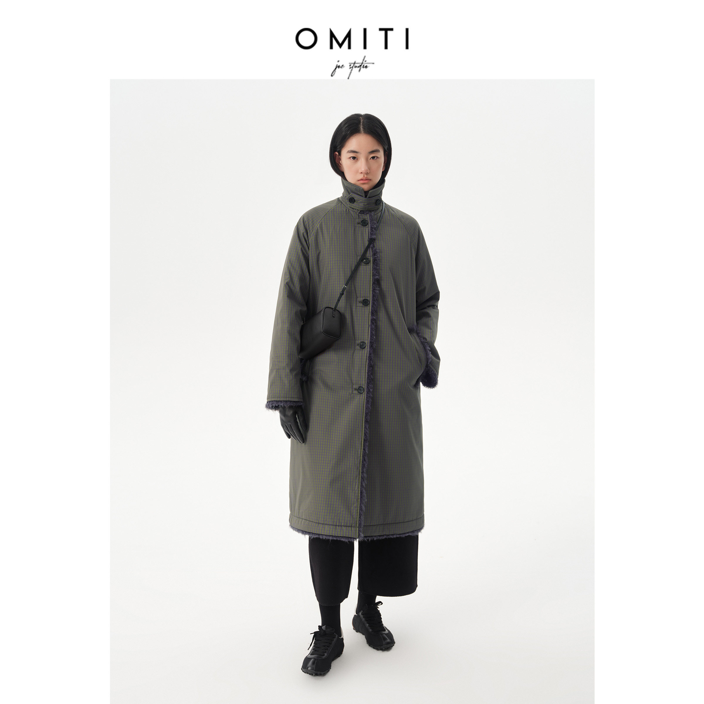 OMITI省略 时尚格纹羊毛填充风衣女冬新款亮丝色织廓形保暖棉大衣,女装/女士精品,棉衣/棉服,淘宝优惠券,粉丝福利购,淘宝优惠卷