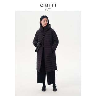 OMITI省略 量感排骨羽绒服 撞色拉链户外轻量保暖鹅绒外套女