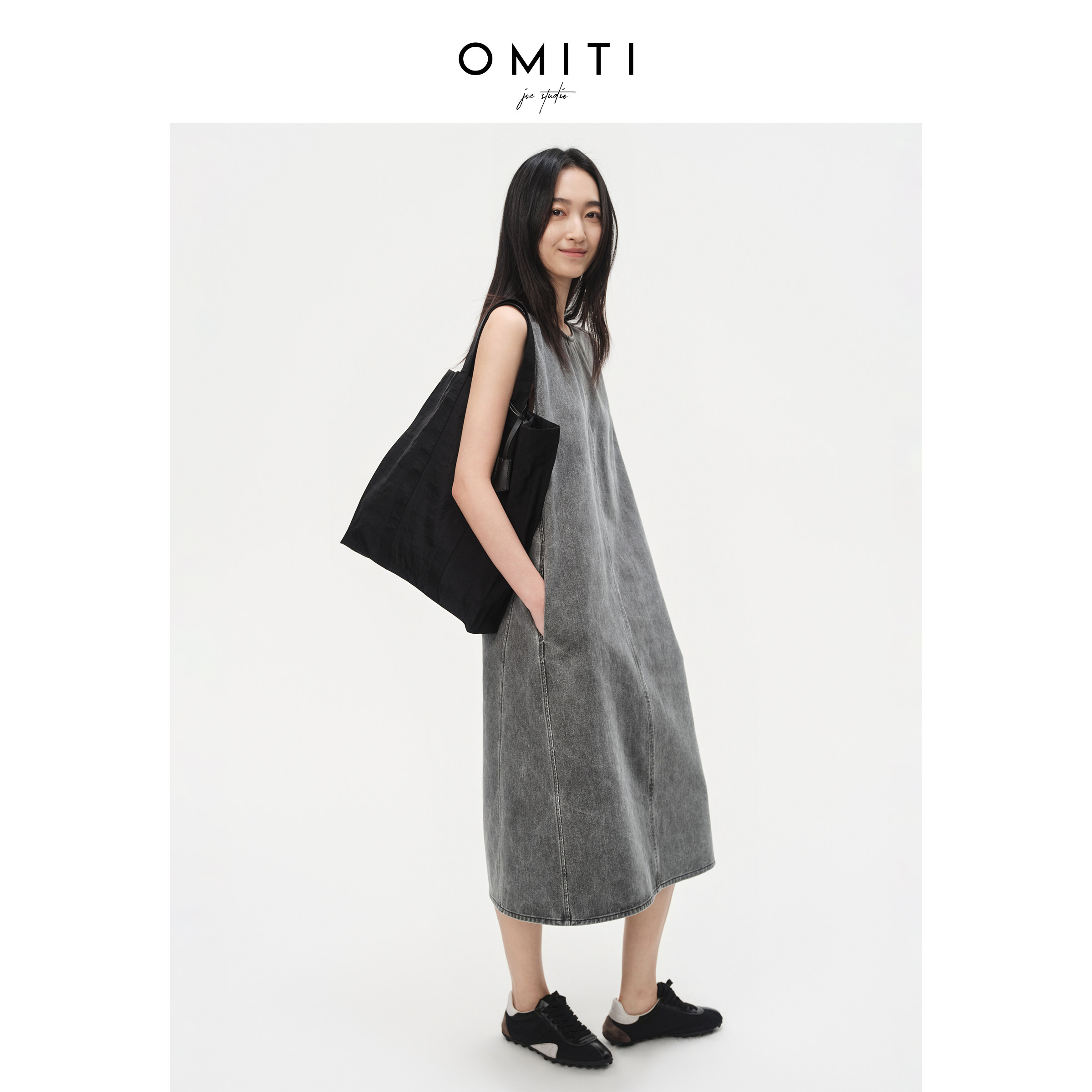 OMITI省略 复古A字型无袖牛仔连衣裙女 26春季新品 甄选优质纯棉