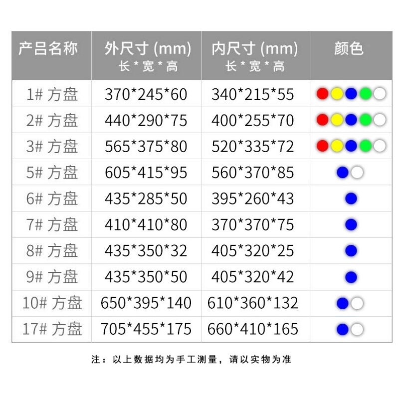 正奇谊LCC-569l塑胶长方形大方盘养殖盆方盒浅胶盘9#蓝色435*350*