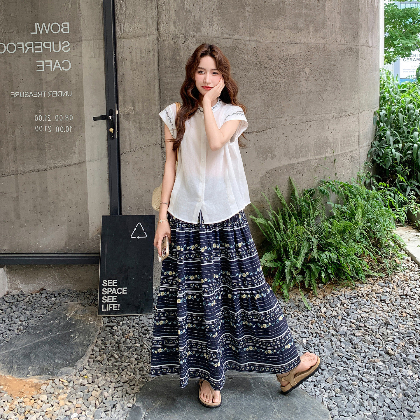 复古森系穿搭套装女士202