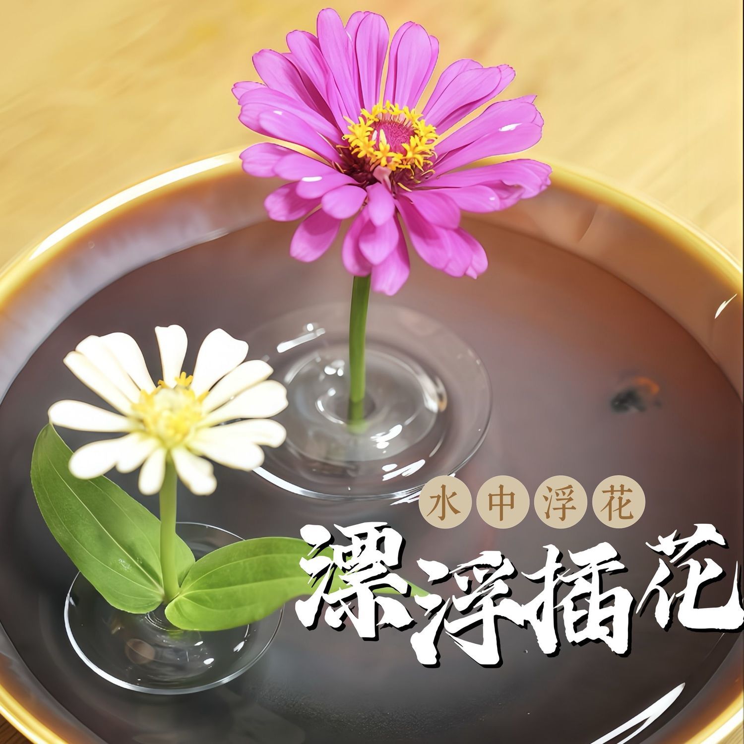 新款漂浮花插简约侘寂风插网红花器鲜花水培器皿花盆花瓶客厅布置