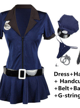 Black Blue Sexy Police Costume for Women Fancy Adult Hallowe