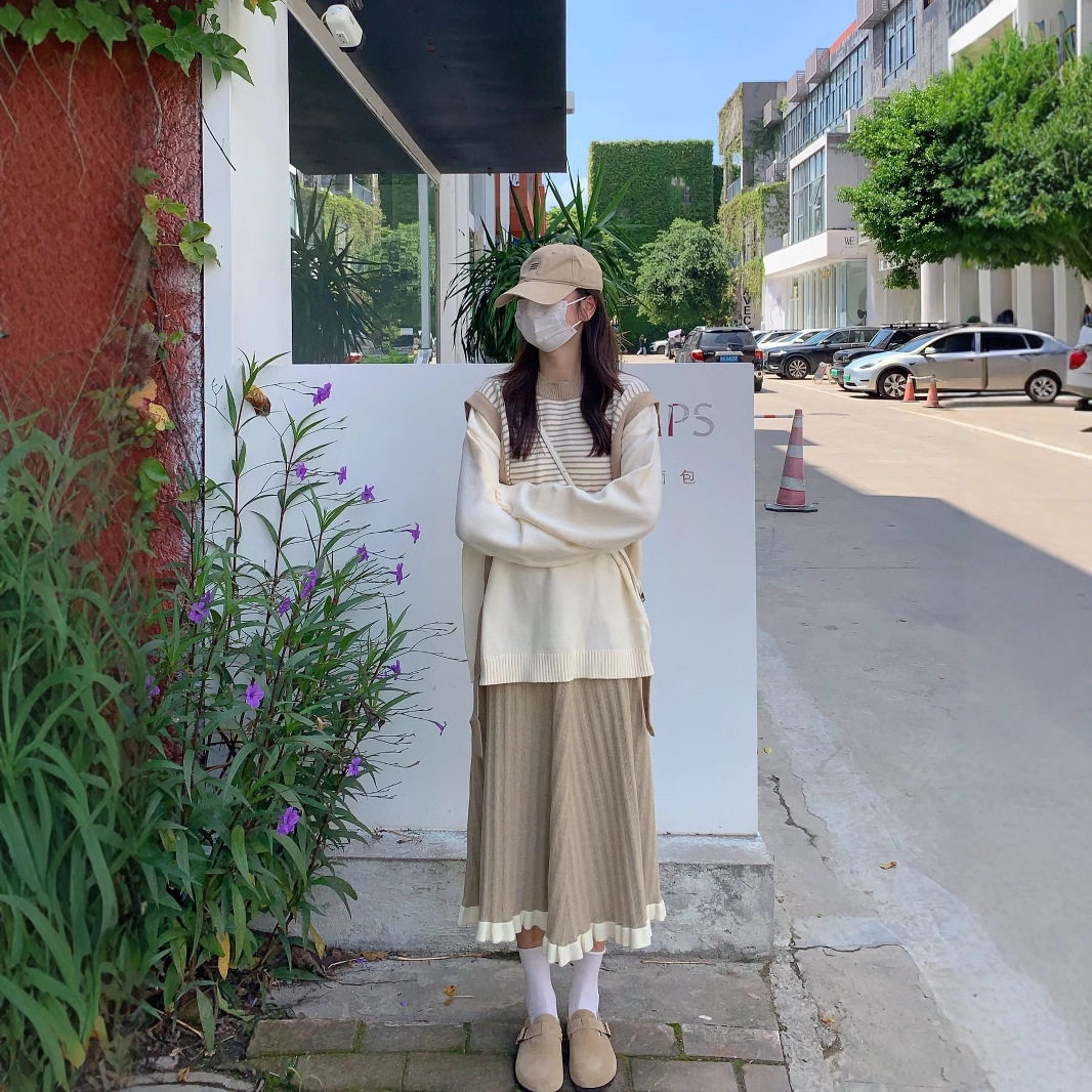 2025新款春季装搭配一整套女小个子奶系感毛衣半身裙子两件套装